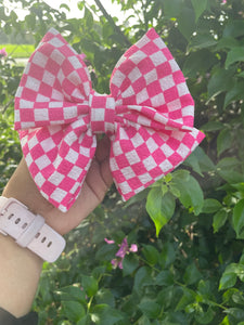 Hot Pink Checkered Coquette Bow