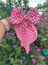 Load image into Gallery viewer, Hot Pink Checkered Coquette Bow
